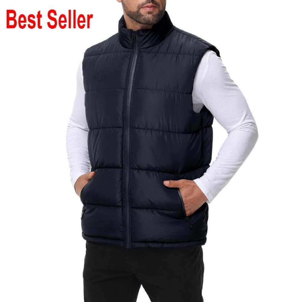 Men's Quilted Puffer Vest Sleeveless Jacket Lightweight Warm Outdoor Layering